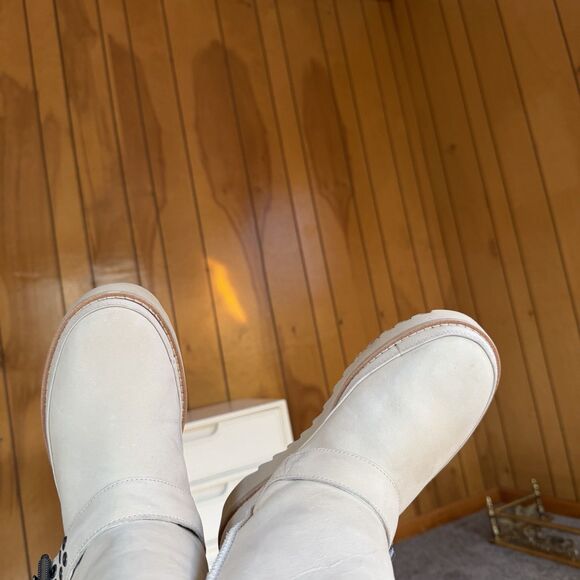 UGG Classic Rebel Biker Rocker Bone Platform Boots Women’s US 5 Beige Cream - Picture 7 of 15